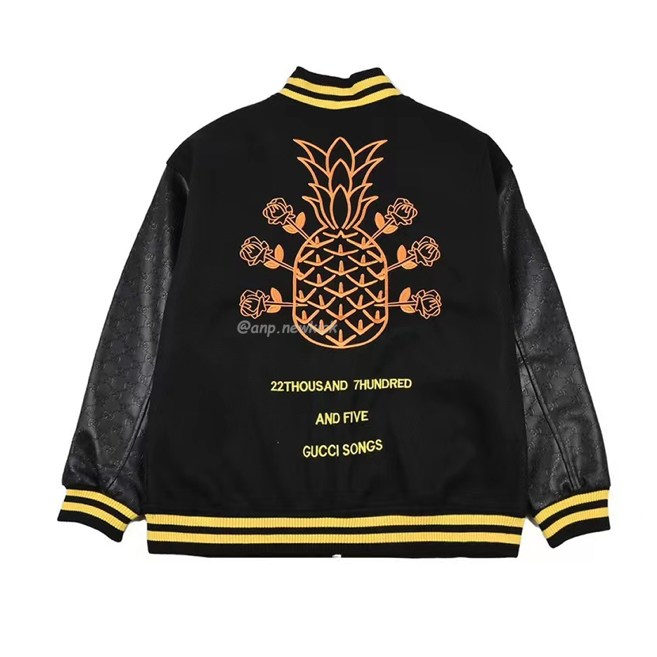 Gucci Wool Sweater Black Jacket Double G Pineapple Embroidered Patchwork Design (2) - newkick.vip